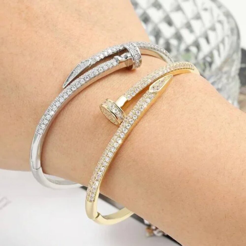 Nail Winding Cubic Zirconia Bracelet Gold /Silver NWT